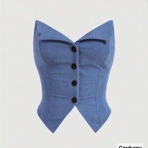 SHEIN Light Blue Corduroy Vest